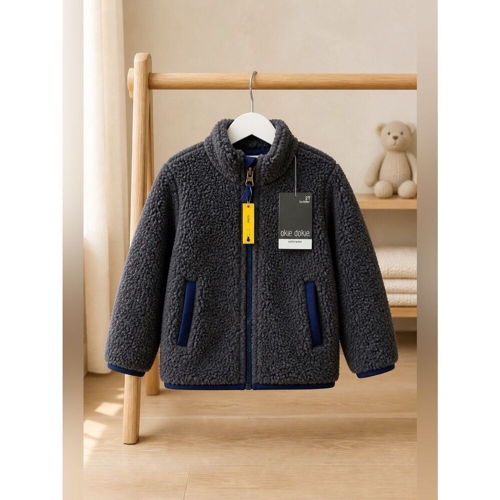PETROL GRAY FAUX FUR JACKET 2T NWT OKIE DOKIE ❤️HOST PICK❤️